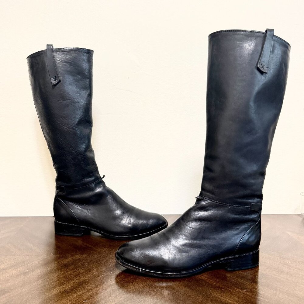 Coclico Black Italian Leather Knee High Boots Made in Spain Low Heel EU 36 US 6